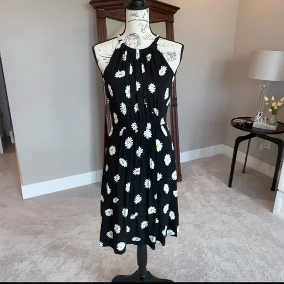 kate spade | Dresses | Kate Spade Black Daisy Print Halter Midi Dress |  Poshmark